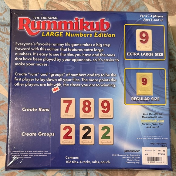 Pressman Rummikub Large Numbers Edition - Multicolor - Picture 2 of 2